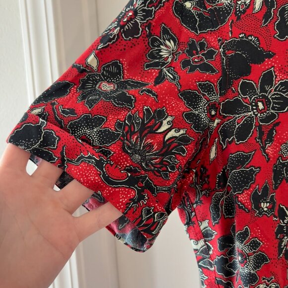 Just Cavalli Men's Floral-Print Shirt Size 48 Color Red Black - Picture 3 of 7